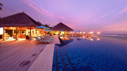 Maldives , тропическая, пляж, курорт, вечер