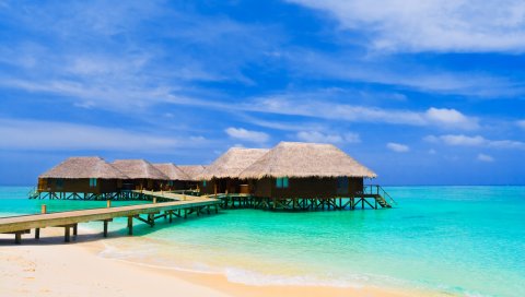 Maldives, тропические, пляж, небо
