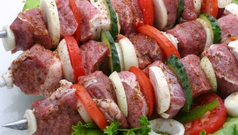 мясо, овощи, шашлык