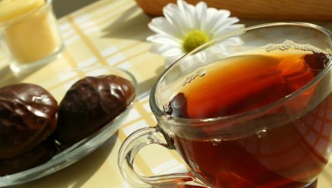чашка, чай, пить, стекло, цветок,зефира