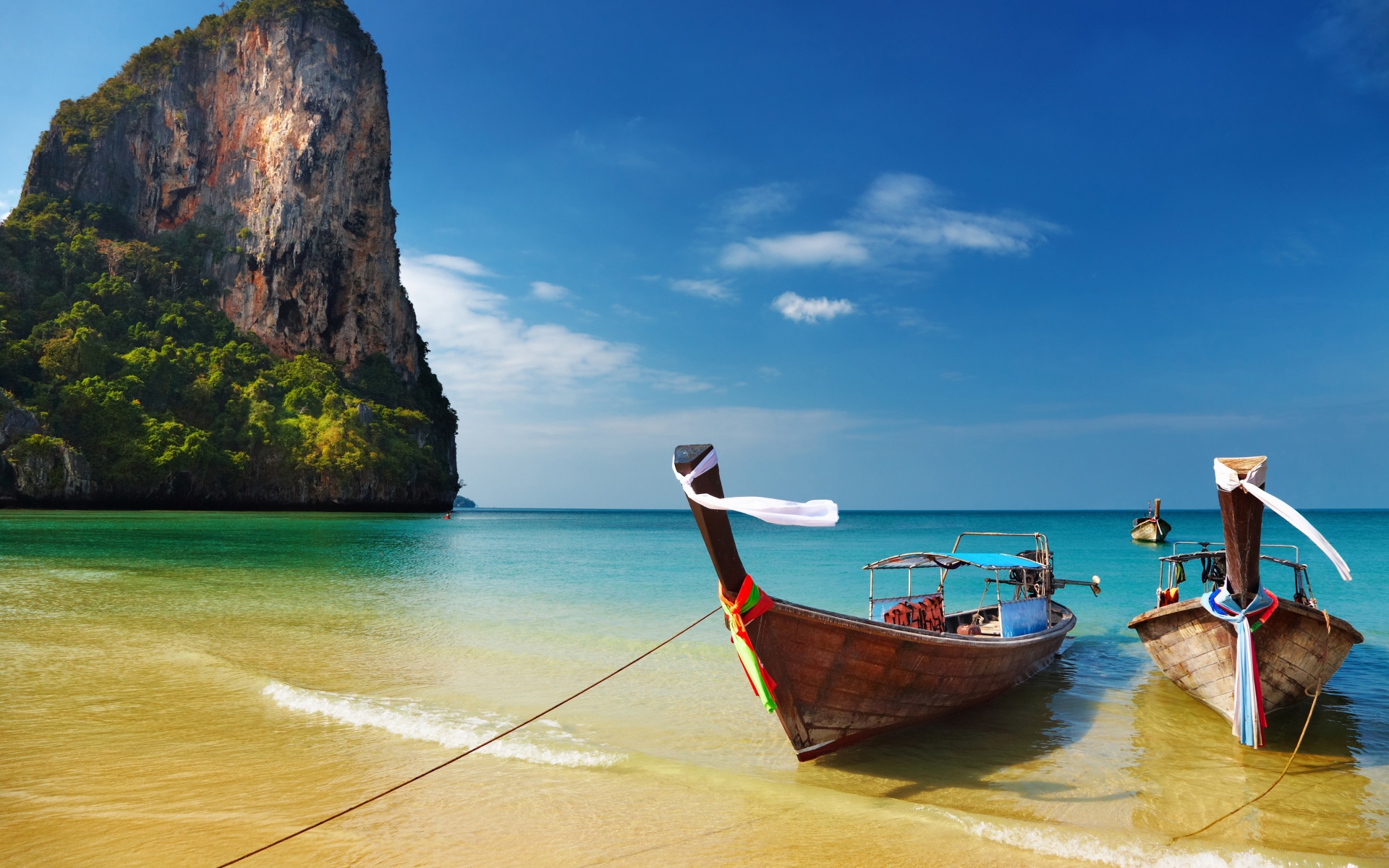 Картинки Таиланд, тропический, пляж, лодки фото и обои на рабочий стол