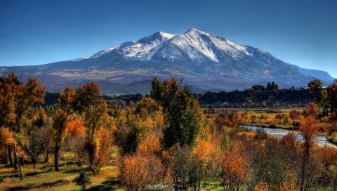 горы, деревья, природа, осень