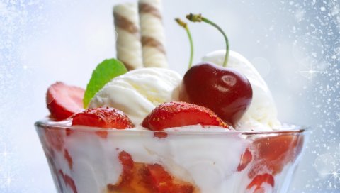 мороженое, сливки, вкусный