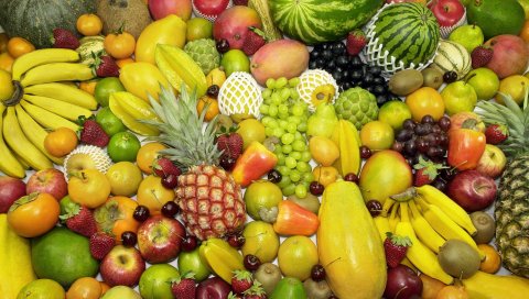 фрукты, много, сортированный