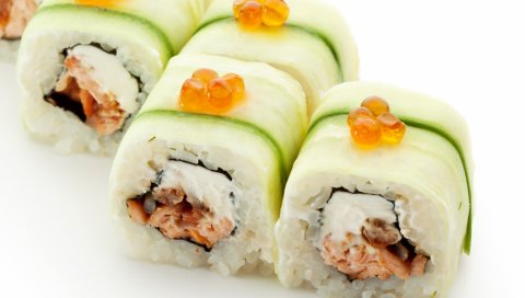 роллы, суши, морепродукты, сыр, рис