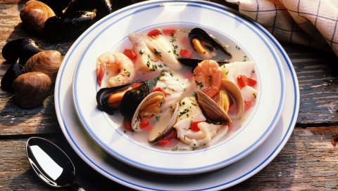 морепродуктов, суп, еда, обед