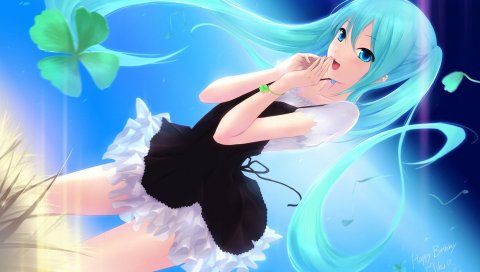Vocaloid, юбка, платье, аниме, девушка