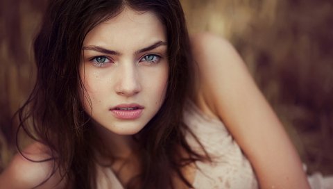 зелеными глазами, девушка, лицо