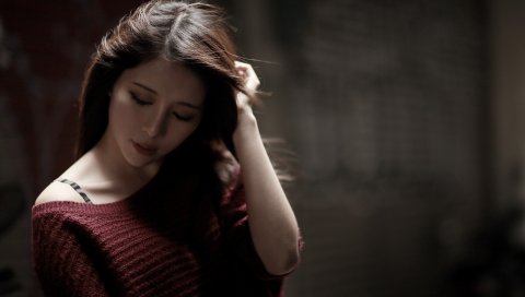 девочки, азиатскую, длинноволосая, глаз