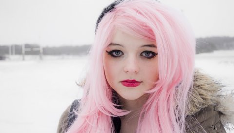 девочка, подросток, макияж, фантазии,розовые волосы