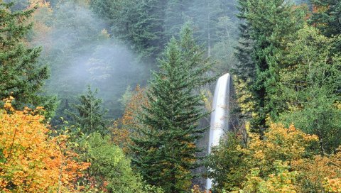 водопады, деревья, зелень, осень
