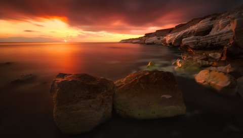 скалы, небо, закат
