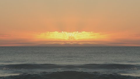 закат, море, горизонт