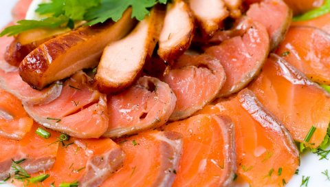 рыба, мясо, копченая,нарезанных