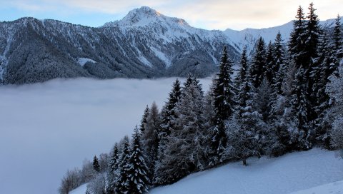 гора , снег, пейзаж