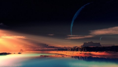 природа, ночь, пространство, красивые