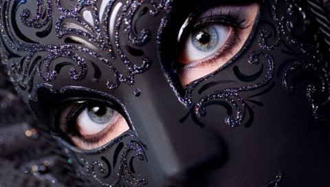 маски, серые глаза, девушка, взгляд