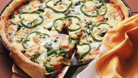 Пицца, овощи, сыр, выпечка