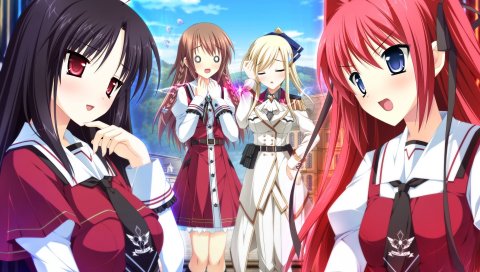 Otome ga tsumugu koi нет холст, аниме, девушка, подруга