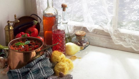 Стол, суп, овощи, повар