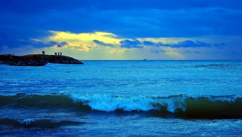 Море, серфинг, небо, облака