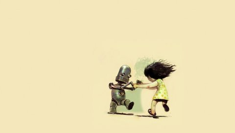 Робот, танец, девушка