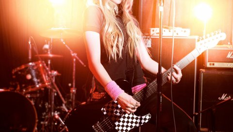 Avril lavigne, блондинка, певец, музыкант, гитара, шоу