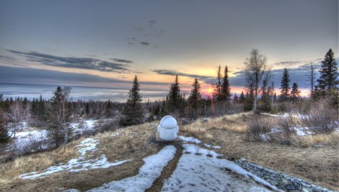 Закат, деревья, природа, пейзаж