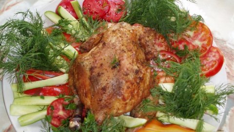 мясо, еда, зелень, нарезанные