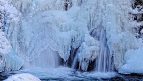 водопад, ручей, река, лед