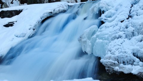водопад, поток, ледяные