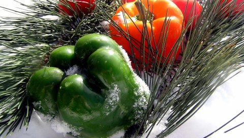 перец, снег, овощи
