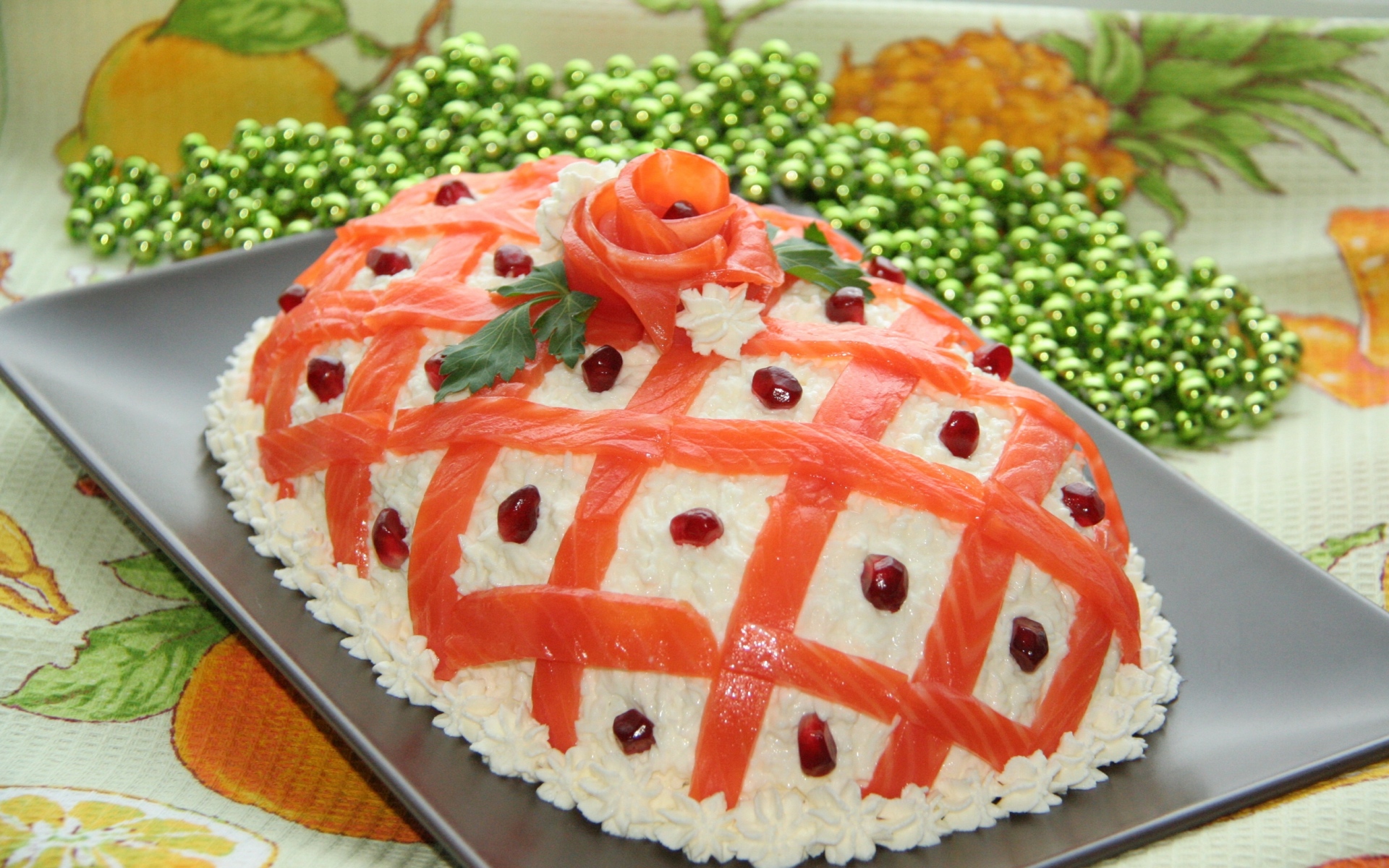 Картинки салат, украшение, красивое, мясо, рыба фото и обои на рабочий стол