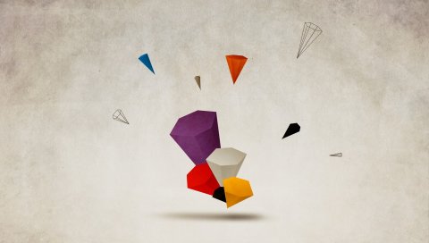 форма, полет, фигурки, геометрический