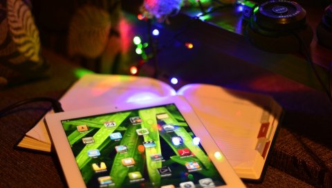 Ipad, праздник, света, новый год