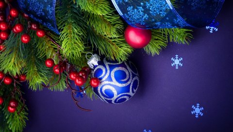 Мяч, ель, новый год, украшения