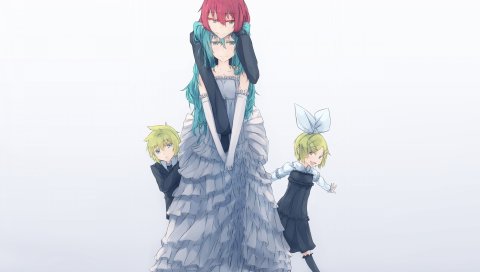 Вокалоид, hatsune miku, аниме, платье, дети
