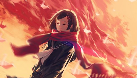 Проект kagerou, tateyama ayano, свет, огонь
