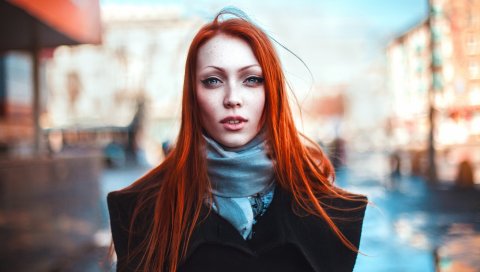 Рыжий, девушка, взгляд, город