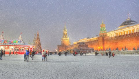 Москва, катание на коньках, снег, зима