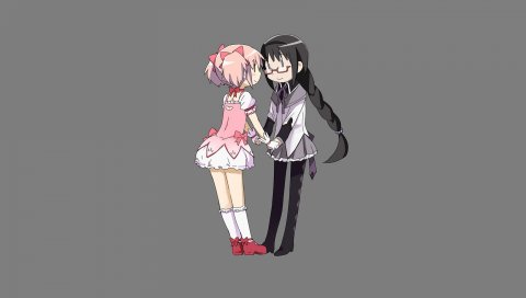 Mahou shoujo madoka magica, kaname madoka, akemi homura, аниме, девушка, девушка