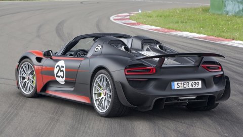 Porsche 918, черный, автомобиль, движение