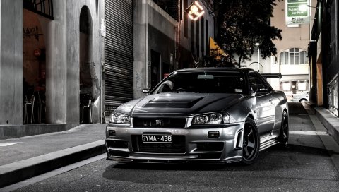 Nissan, авто, черный, улица