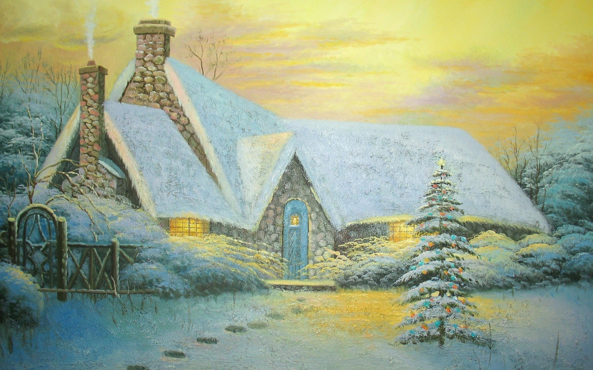 Картинки Дом, снег, праздник, зима фото и обои на рабочий стол
