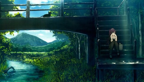 Monogatari, девушка, пейзаж