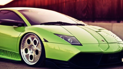 Вид сбоку, зеленый, автомобили, lamborghini