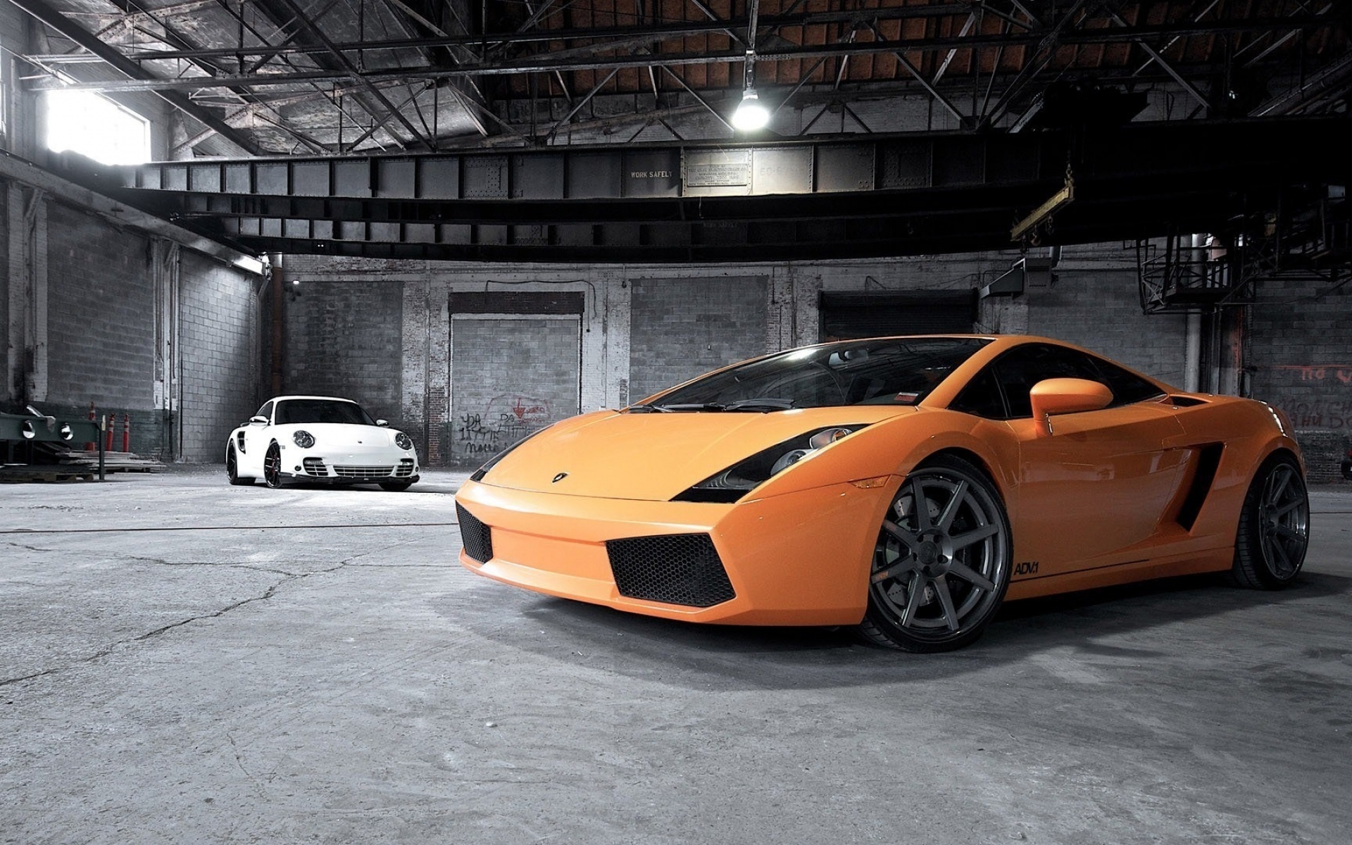 Картинки Автомобили, стиль, lamborghini, оранжевый, гараж фото и обои на рабочий стол