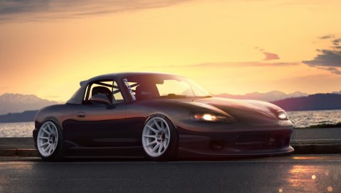 Mazda, тюнинг, автомобиль, mazda mx 5, позиция, закат