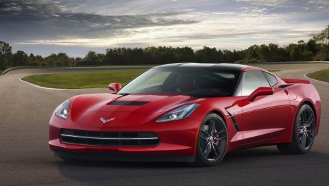 Chevrolet corvette c7, красный, спортивный