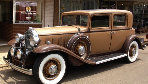 Бьюик, 1932, коричневый, марочный, автомобиль, Whitewall, улица